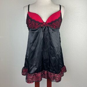 Ambrielle Lingerie Red and Black Lace Nightie Size M
